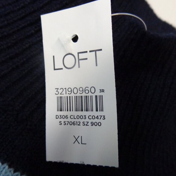 NWT Loft *Size XL  Navy and Baby Blue Striped Sweater - Picture 9 of 10